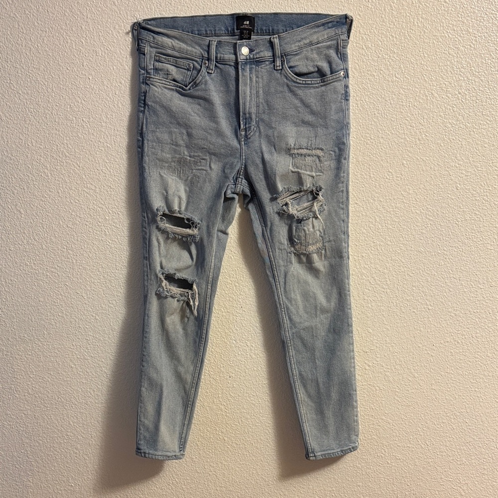 Distressed Blue Jeans
